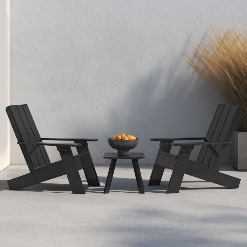 Byrnes 2 - Person Patio Conversation Set, Black