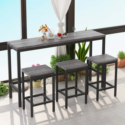 Keiera Modern Design Kitchen Dining Table, Pub Table, Long Dining Table Set with 3 Stools