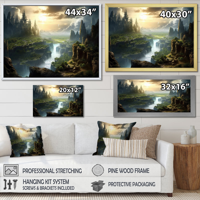 «Fairytale Castle II», reproduction sur toile, Toile tendue, H 16 po x l 32 po x P 1 po