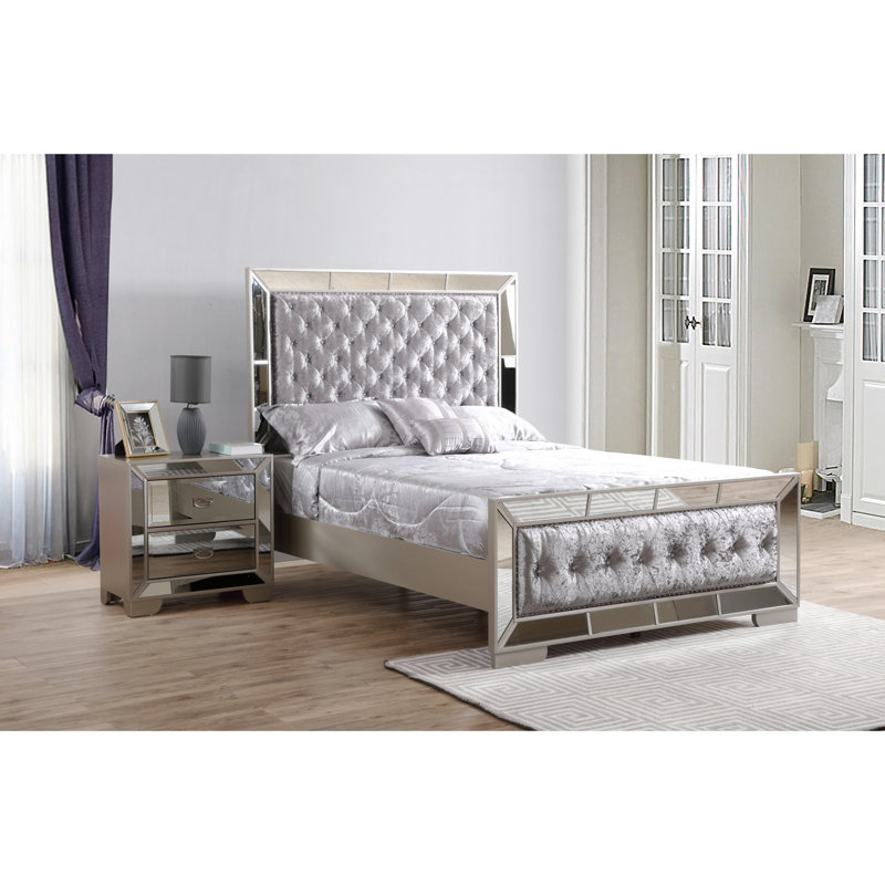 Chic Silver Champagne Full Bed, 64"h X 60"w 87"d, And Enchanting For Bedroom Style Modern Crafted With Finish