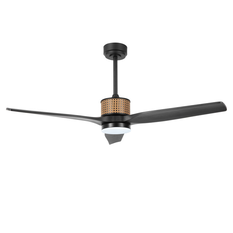 52 In. 3 Solid Wood Blades Indoor Ceiling Fan With Led Light