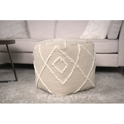 Pouf carré Merloh, ivoire