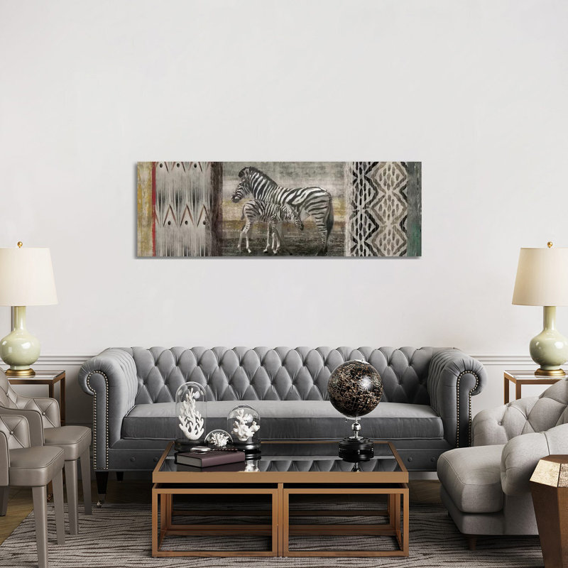 Tribal Zebras by Edward Selkirk - Wrapped Canvas Panoramic Gallery-Wrapped Canvas Giclée, 152.4 cm H x 50.8 cm W x 3.175 cm D
