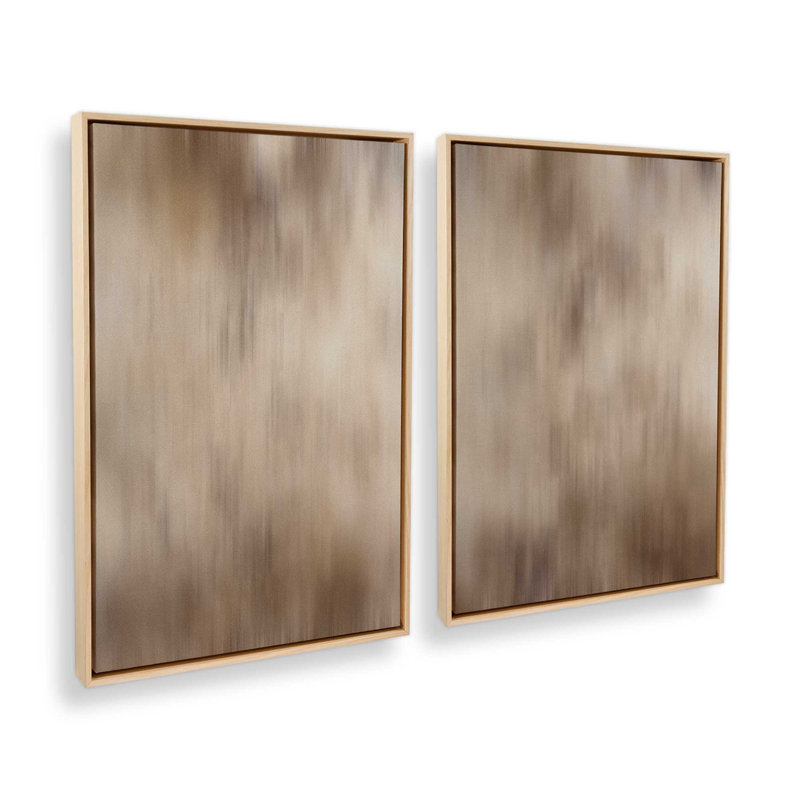 Cosmic Latte Set of 2 Canvas Prints in a Frame, American Maple Floater Framed, 12.75" H x 17.5" W x 1.75" D