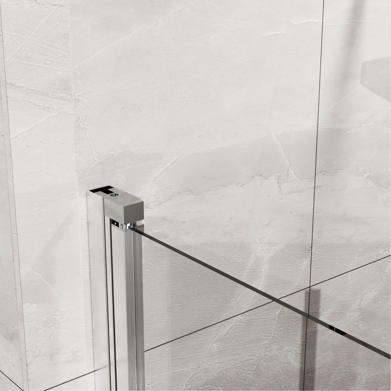 Porte de douche pliante en verre trempé sans cadre 34 po x 72 po 1/4 po en verre trempé pivotant, pliable, Chrome