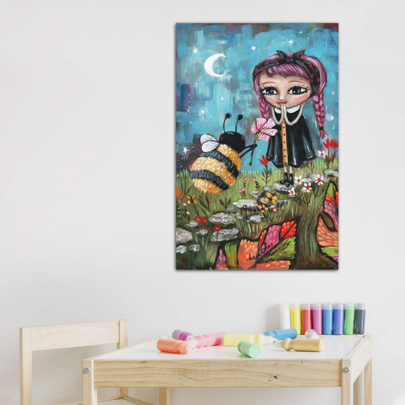 «Bee Mine» par Heather Renaux - reproduction d'art, Toile tendue, H 40 po x l 26 po x P 1,5 po, Pas de tapis