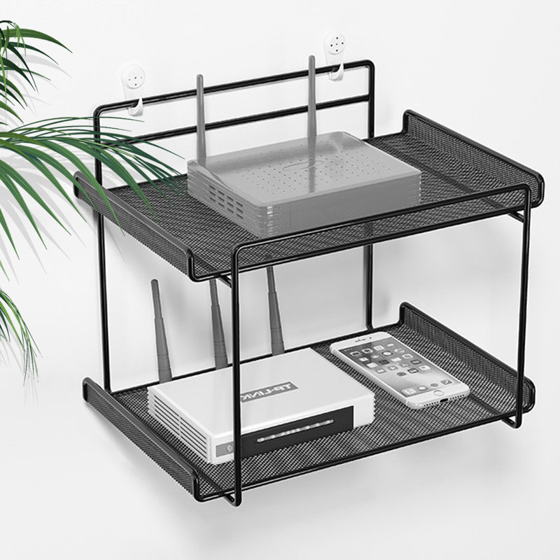 Aaja 2 Piece Metal Floating Shelf, Black