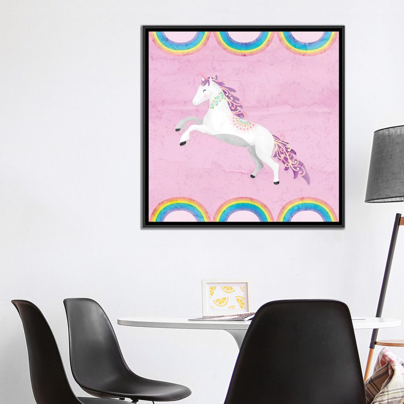 « arc-en-ciel », art sur toile, H 18 po x l 18 po x P 1,5 po, Toile avec cadre noir