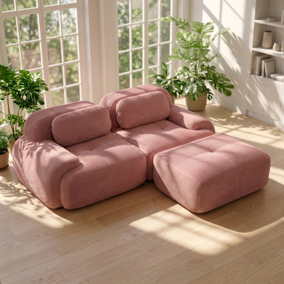 Canapé modulaire en forme de L en tissu velours côtelé l 80,3 po x P 69,2 po Everlast Comfort
