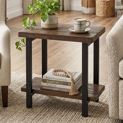 Pomona 2-Tier End Table with Metal Legs (Natural)