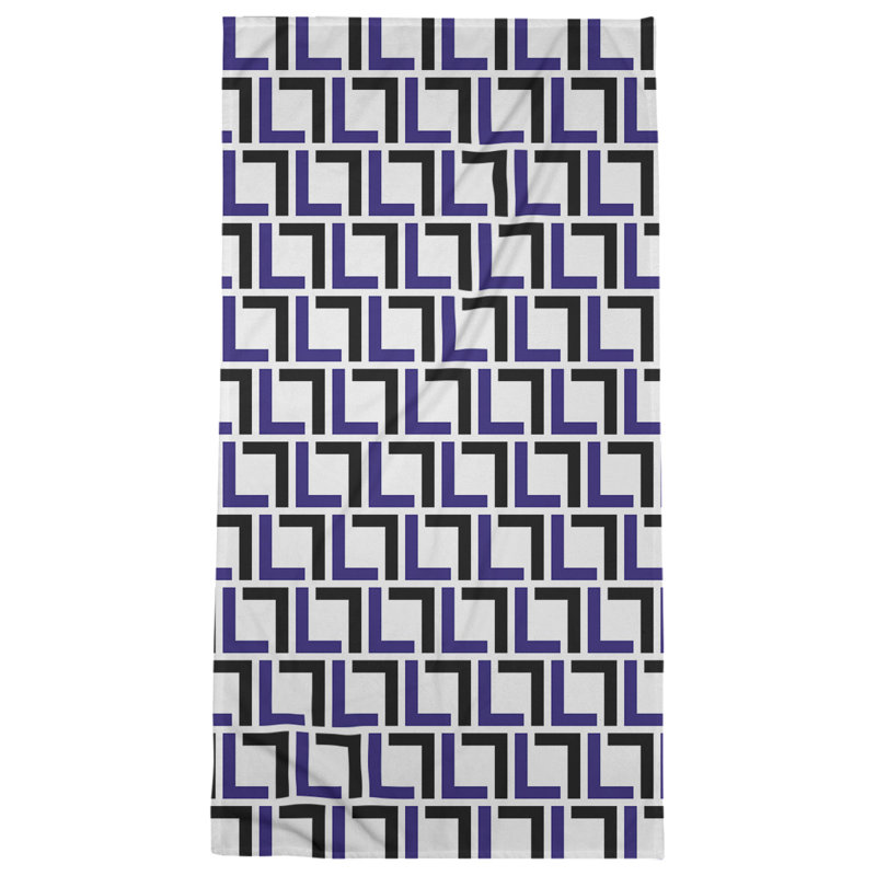 Bath Towel, White/Purple/Black