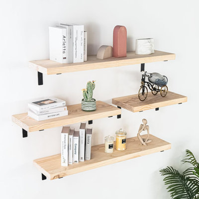 Wall Hanging Shelf Brackets Heavy Duty Rustic Floating Shelf Bracket Metal L Corner Brace Joint Brackets For DIY Open Shelving Shelf Supports Farmhouse Home Decor,Black (6" X 8")