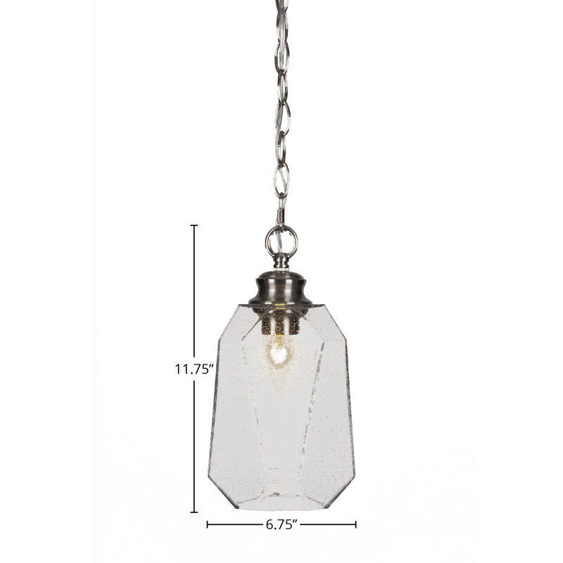 Rocklin Chain Hung Pendant With 6.25" Glass, Seeded, Brushed Nickel