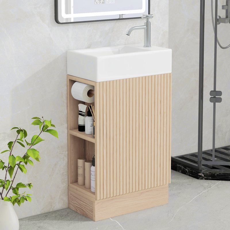 Rangement pour salle de bain Ockton, Naturel