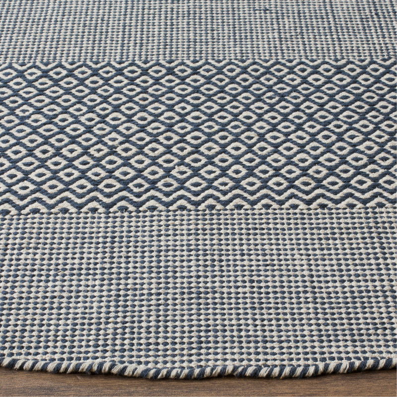Annia Hand Woven Cotton Striped Rug, Round 8'