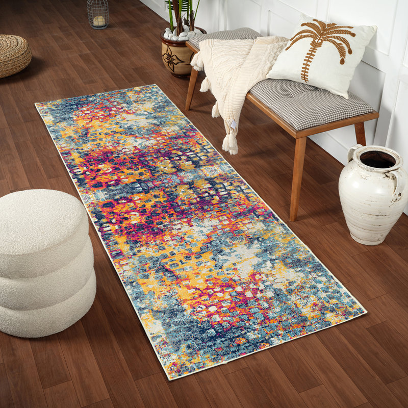 Modern Abstract Multicolour/Blue, Runner 80 x 220cm