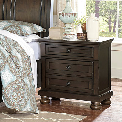 Transitional Design Nightstand Two Dovetail Drawers Bun Feet Wooden Furniture