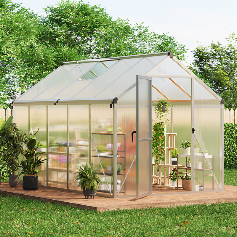 Serre robuste de 6 x 10 pi, polycarbonate protégé contre les rayons UV, évent de toit et porte verrouillable, assemblage facile