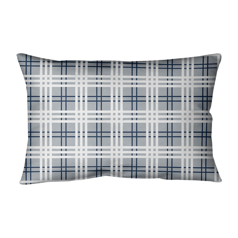 Housse de coussin et insert rectangulaires Luxury, Argent nouveau siècle / bleu nautique / blanc, Polyester sergé