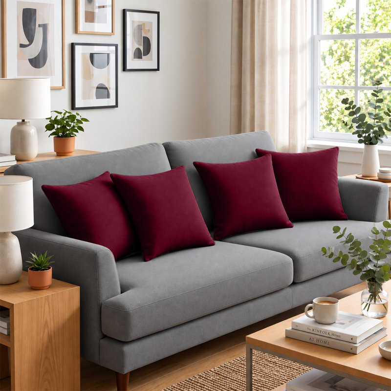 Soft Premium Microfiber Dyed Cushion Cover, BURGUNDY