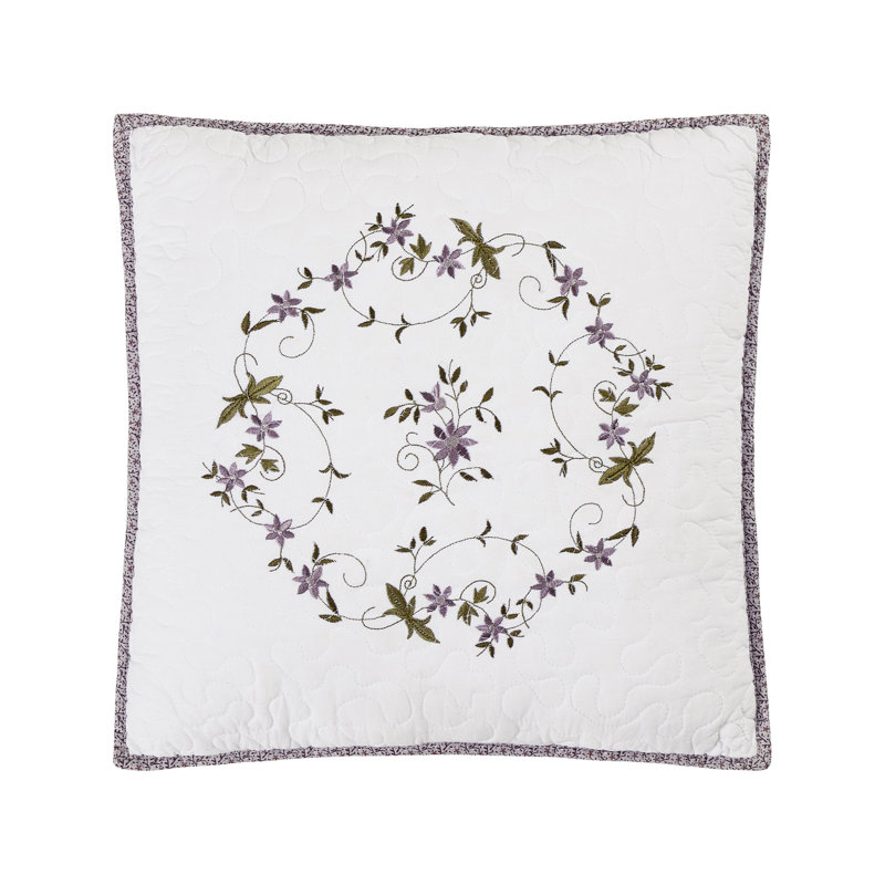 Coussin décoratif à motif floral brodé Gwen