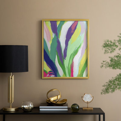 «Bright Tropical Abstraction», reproduction encadrée en V - bois massif