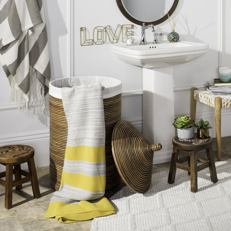 Panier à linge avec doublure, Brun miel