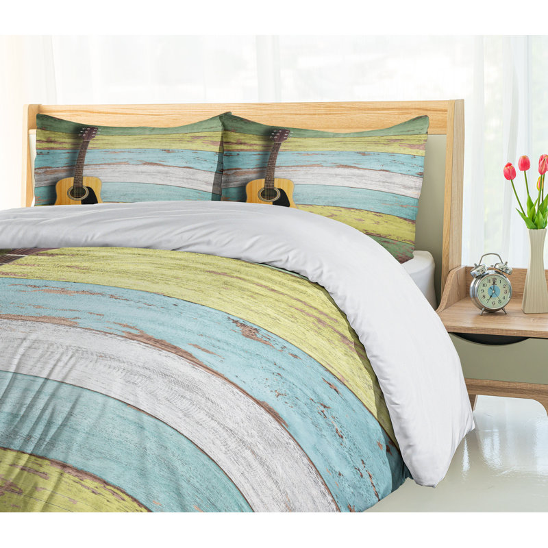 Queen Rustic Acoustic Guitar Duvet Cover Set