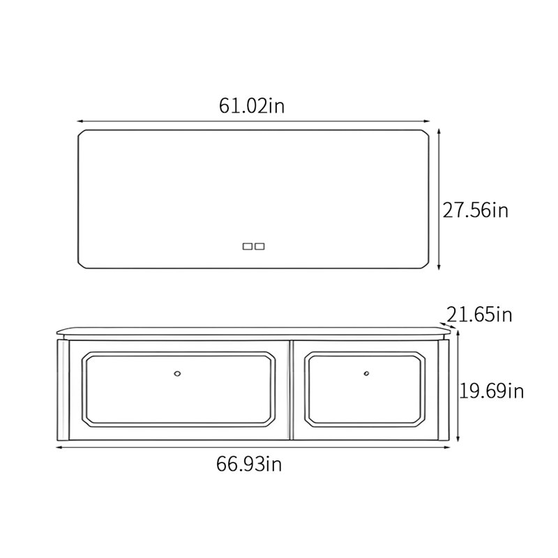 Fashionable exquisite bathroom cabinet, 19.69" H x 66.93" W x 21.65" D, Beige