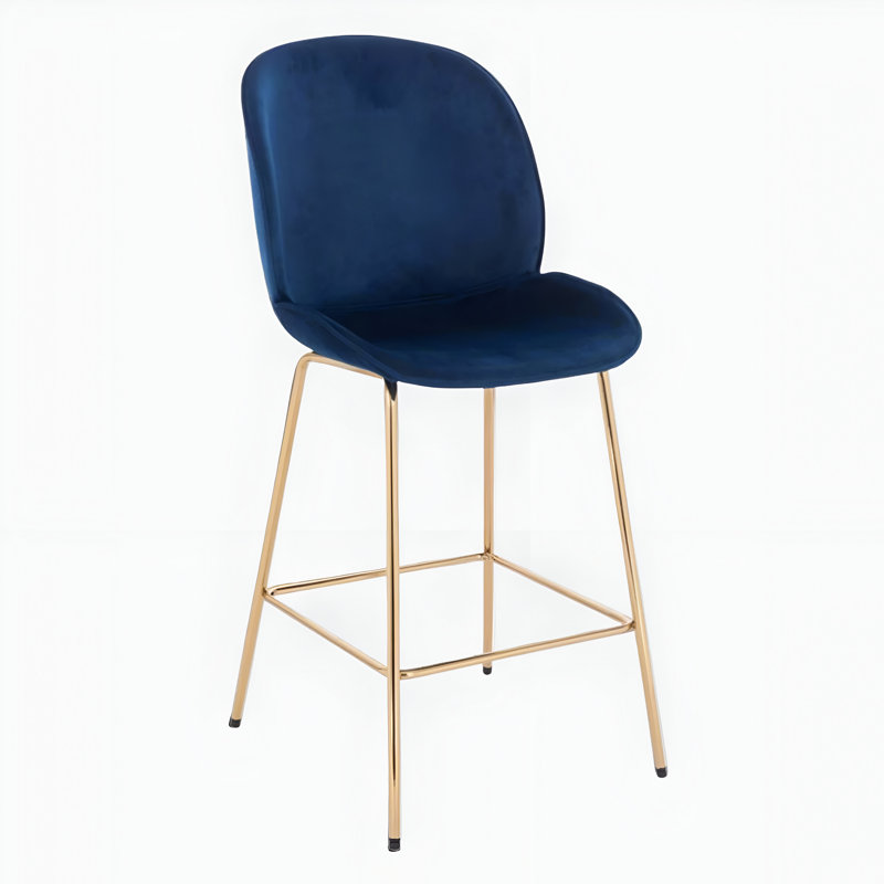 Lotus Gold Stool With Slim Seat, Blue