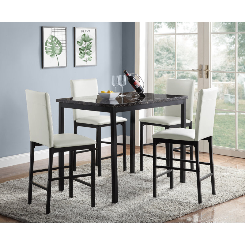 Adinda 5-piece Counter Height Dining Set, White/Black