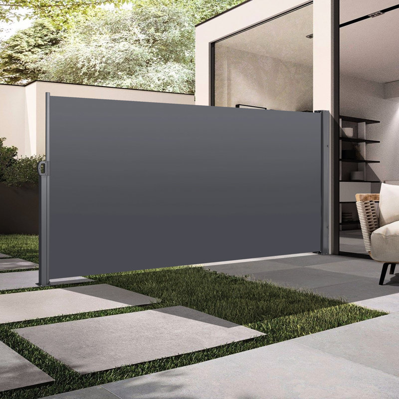 Store banne rétractable pour terrasse, 118,1 po x 62,24 po, gris foncé, résistant aux intempéries, pour patio