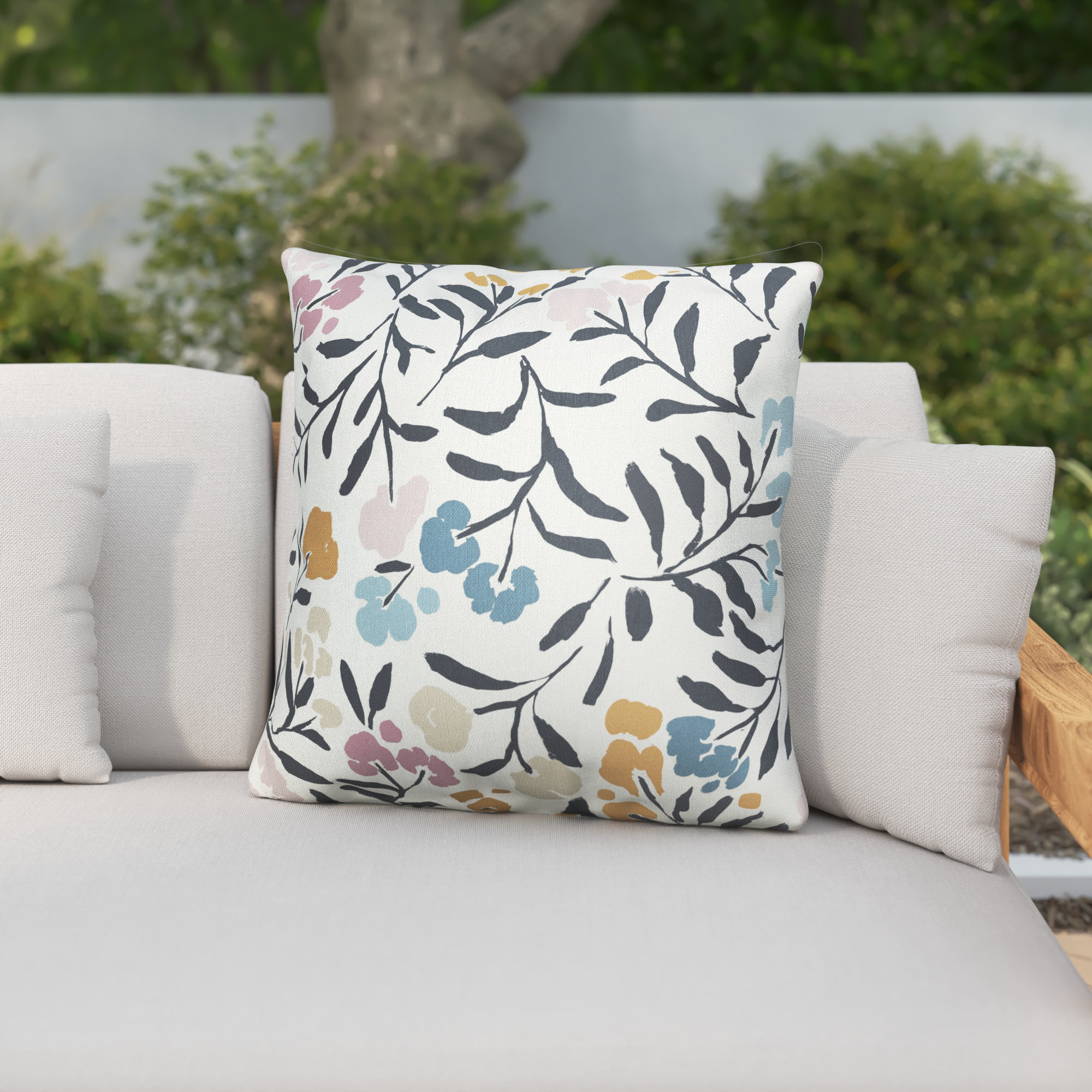 Edwards Floral Indoor/Outdoor Throw Pillow, 18" x 18"