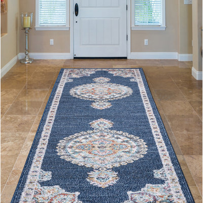 Tapis bleu marine Medallion
