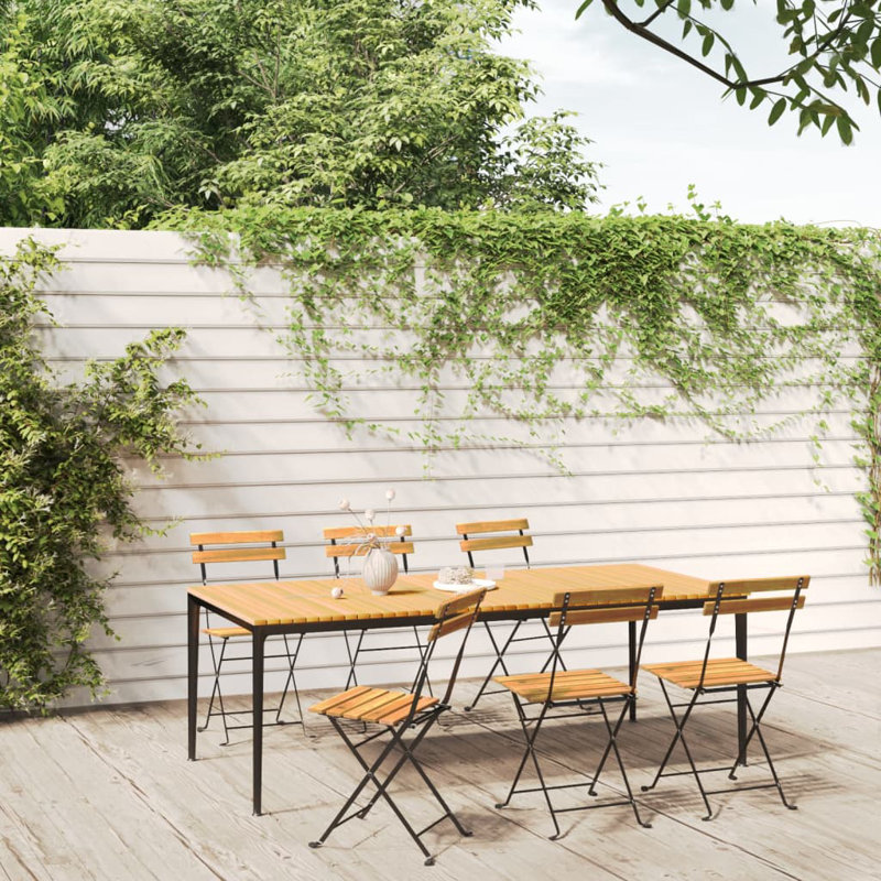 Padroni Solid Wood Patio Folding Chair Folding Chair Set, Black/Brown
