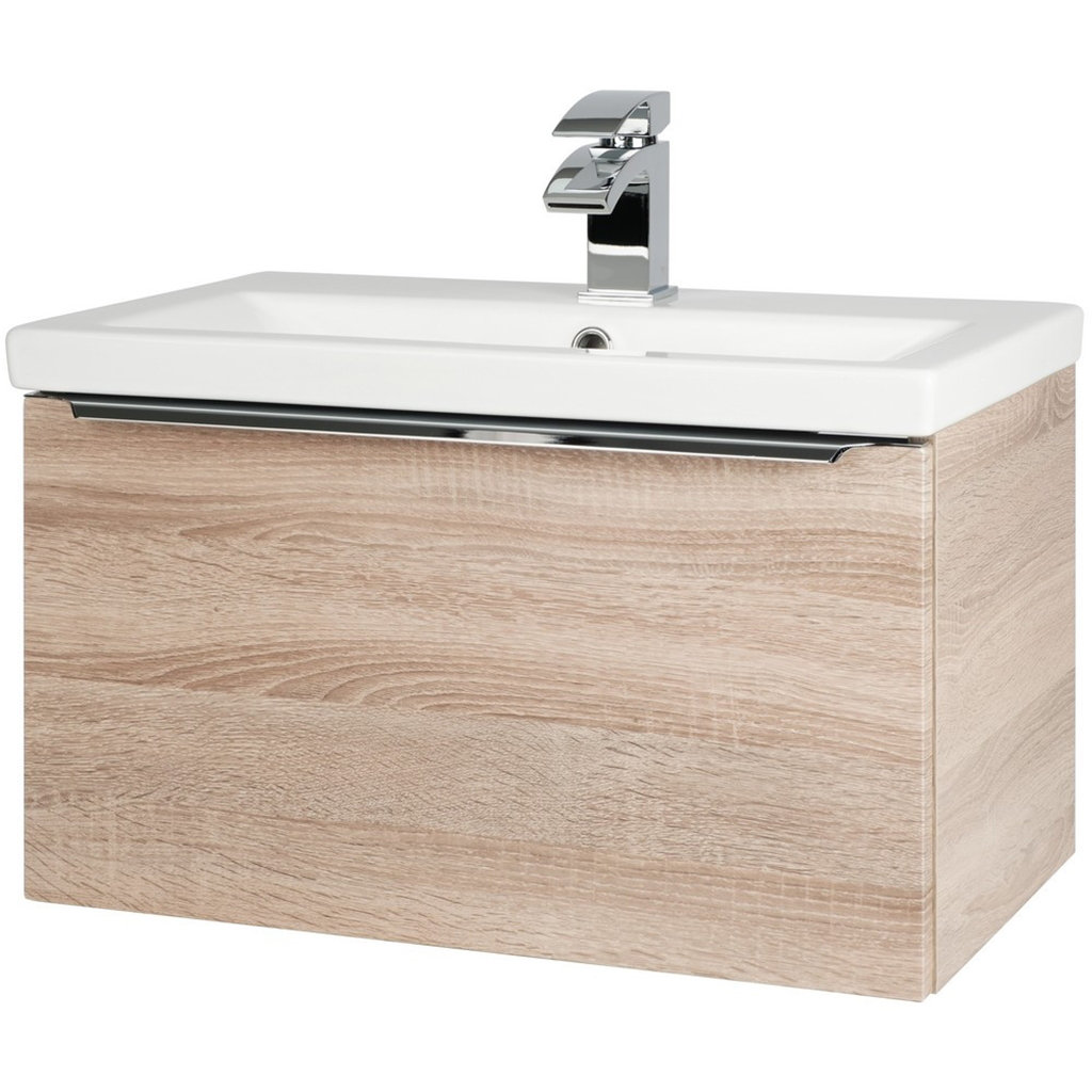 Clifton 600mm Wall Mounted Single Bathroom Vanity with Vitreous China Basin