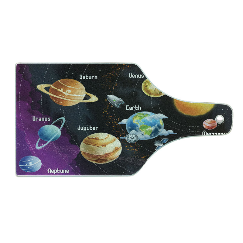 Ambesonne Milky Way Tempered Glass Cutting Board Solar System Planet Multicolor