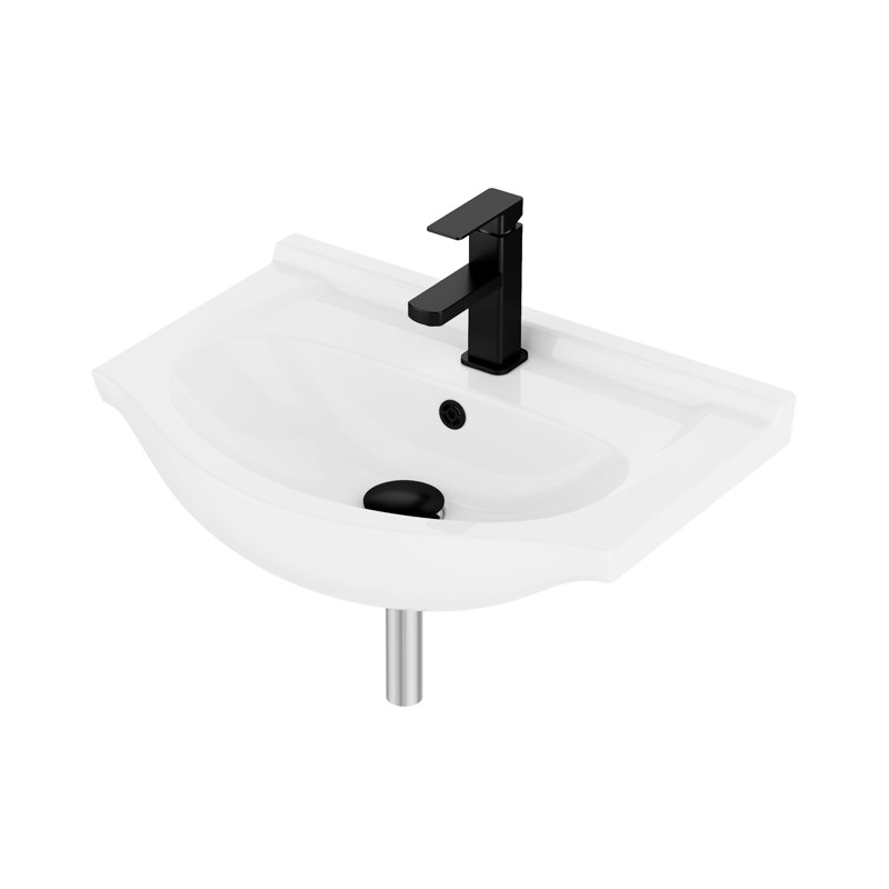 Dessus de meuble-lavabo de salle de bain rond 24 po en céramique de style européen 24 po avec robinet et drain escamotable, dosseret inclus