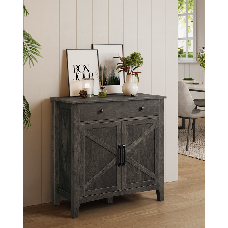 2 Door Accent Cabinet with drawer divider Cassiana, Black