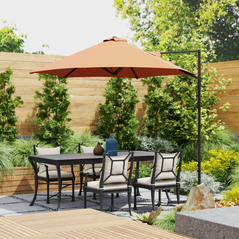 Parasol en porte-à-faux décalé à 360 ° 8,5 pi orange, Orange