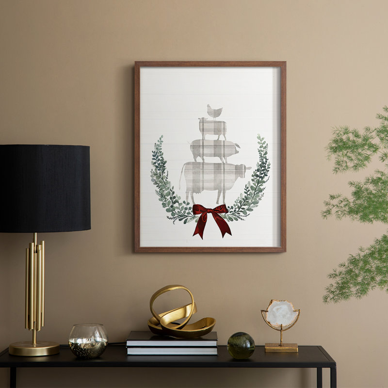 «Yuletide Animals I», H 11 po x l 9 po, Noyer
