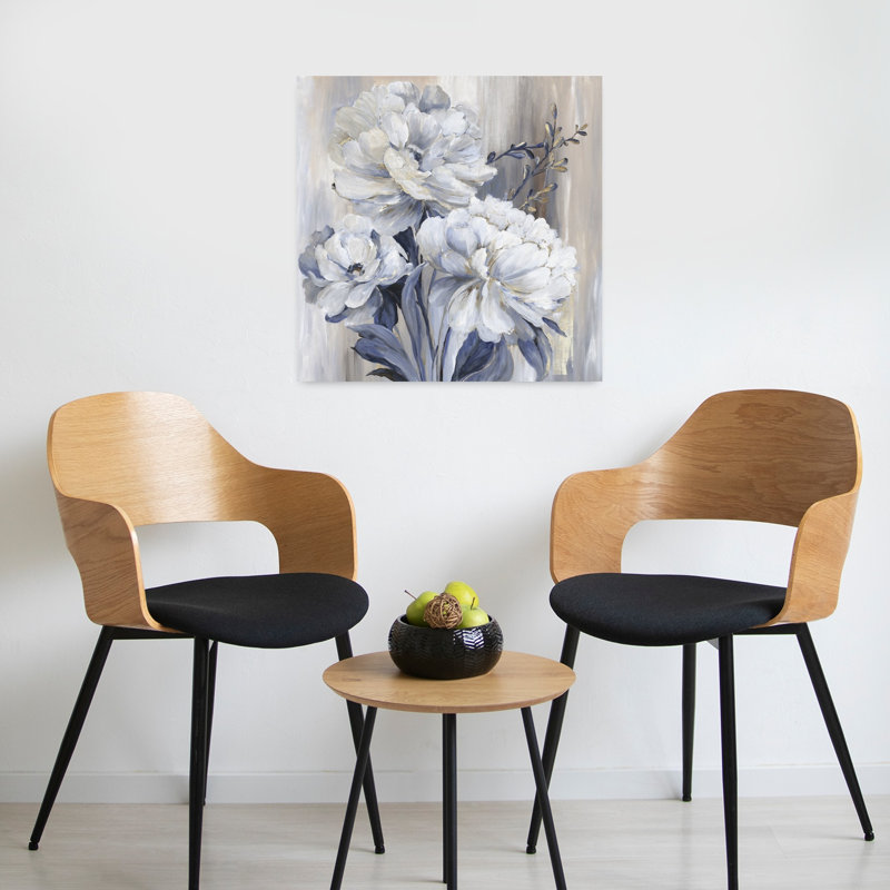 Art botanique bleu contemporain, H 24 po x l 24 po