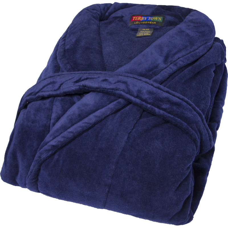 Peignoir 100% coton velours éponge Terry, Bleu marine