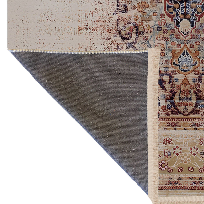 Tapis décoratif à motif abstrait beige, Rectangle 3 pi 9,81 po x 4 pi 11,06 po