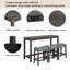 Ensemble de table de bar 4 pièces avec prise de courant, ensemble de table de bar avec chaises, table de bar avec tabourets, table de canapé avec 3 tabourets rembourrés, pour le salon, la salle à manger, gris foncé