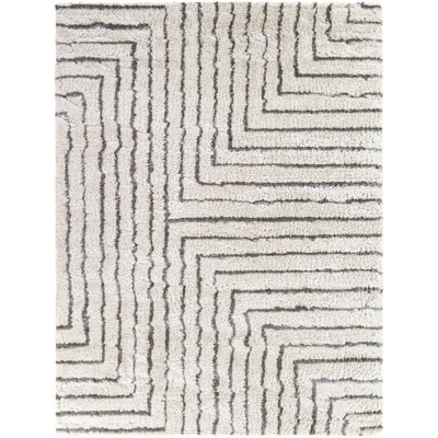 Knowles Cream Modern Striped Area Rug