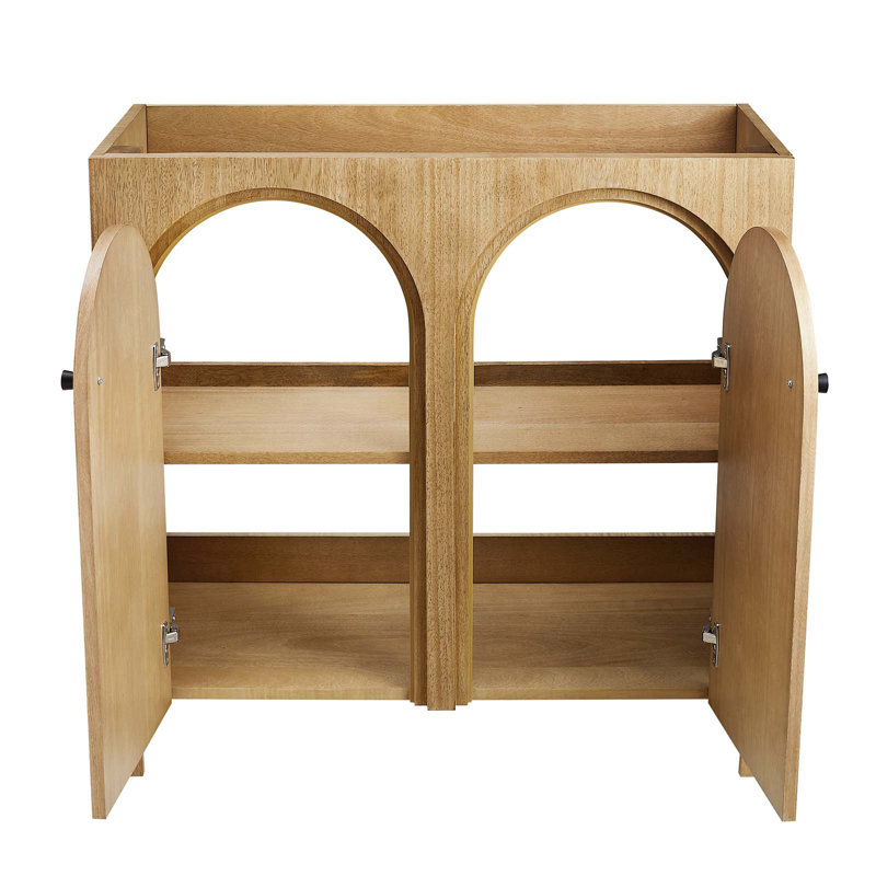 Natural Oak Double Arched Door Freestanding Bathroom Vanity