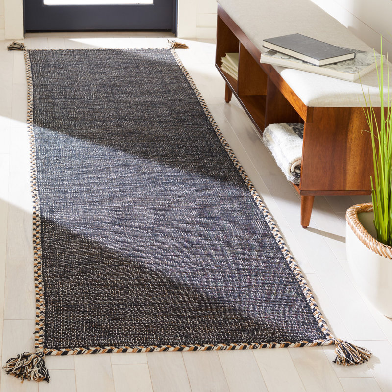 Tapis en coton tissé à la main Amaral, Tapis de couloir 2 pi 3 po x 11 pi 7 po