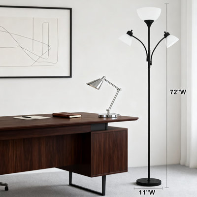 Lampe sur pied 3 en 1 avec 2 lampes de lecture réglables, lampe sur pied moderne à gradation continue pour le salon, la chambre à coucher, le bureau et 3 ampoules DEL incluses