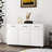 Large Capacity Side Table - White With 3 Doors And Superb Painting Quality Sideboard Ample Storage Capacity, Fine Touch